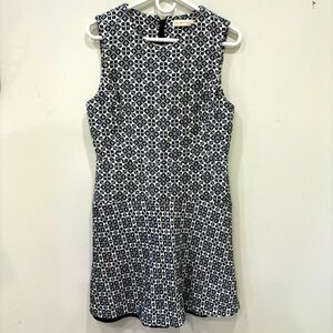 Tory Burch Textured Burlap Geometric Print A Line Work Dress Women’s Size 10